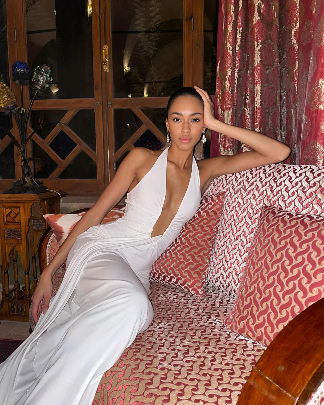 Aliane – Long Draped Cupro Dress