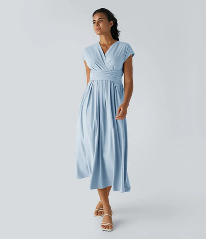 Rosavine – Chic Robe Portefeuille à Taille Haute