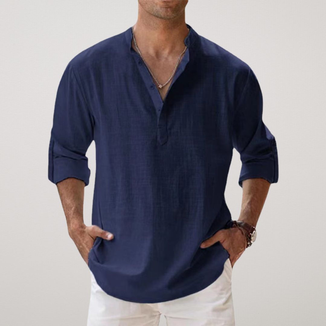 Vitoria™ - Chemise Henley en coton au look lin