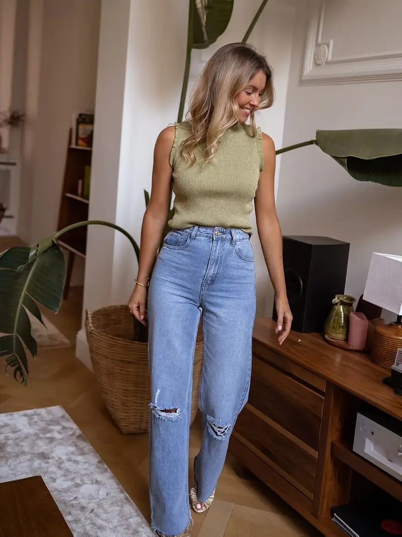 Césarine – Blouse à volants brillants pour femmes