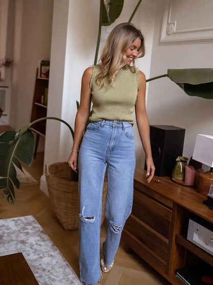 Césarine – Blouse à volants brillants pour femmes