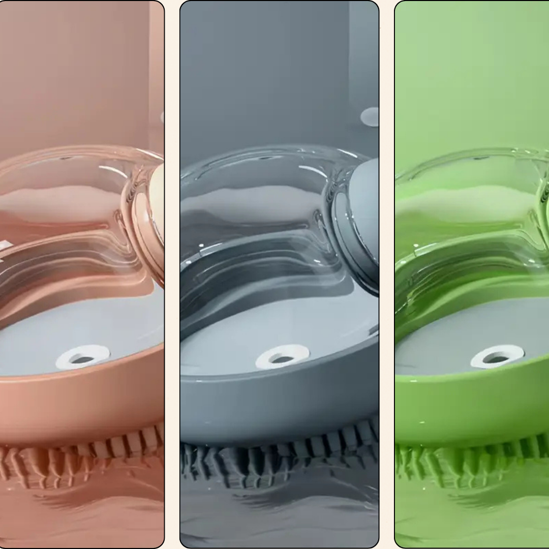 Brosse de bain pour chien/chat avec distributeur de savon