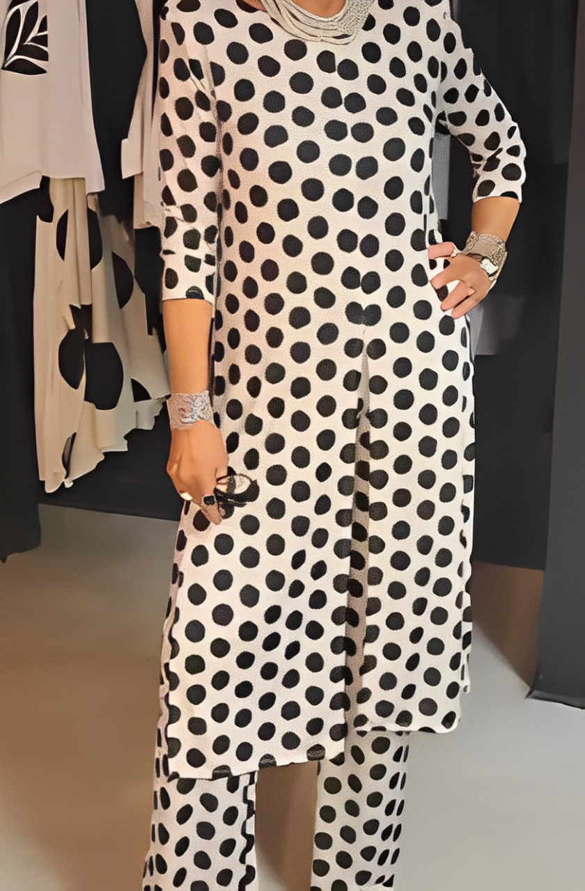 Sélenaé – Robe élégante à pois avec fermeture éclair