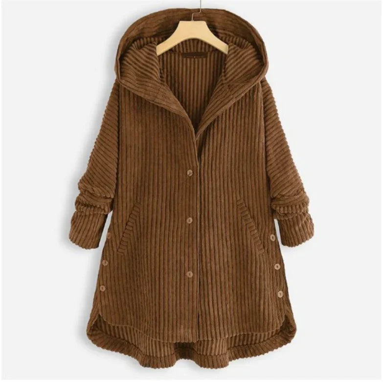 Théodora - Manteau en velours côtelé avec capuche