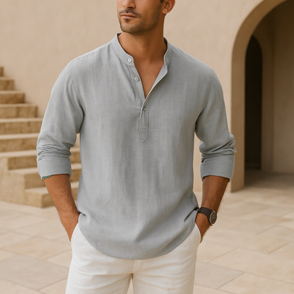 Vitoria™ - Chemise Henley en coton au look lin