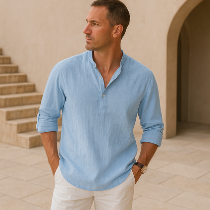 vitoria™ - Chemise Henley en coton au look lin