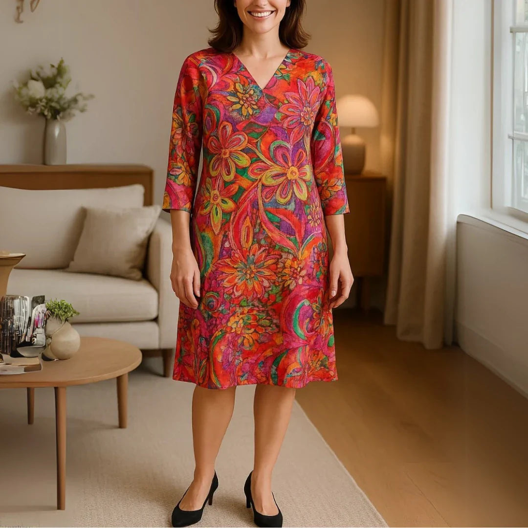 Azeline – Robe élégante à motifs floraux décontractée
