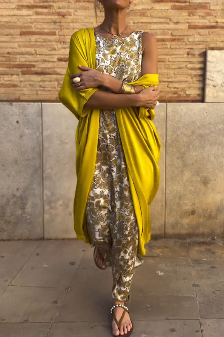 Abrielle – Élégante robe longue avec cardigan coordonné