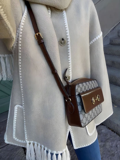 Eugénie - Élégante Veste Châle avec Franges Chic