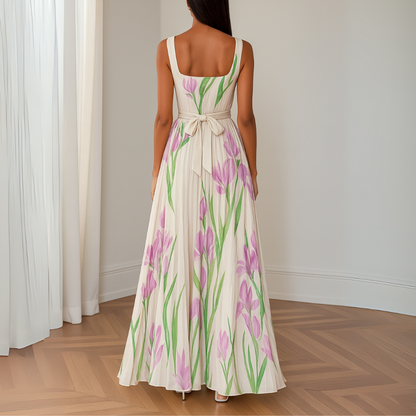 Clémentine - Long Floral Pleated Dress