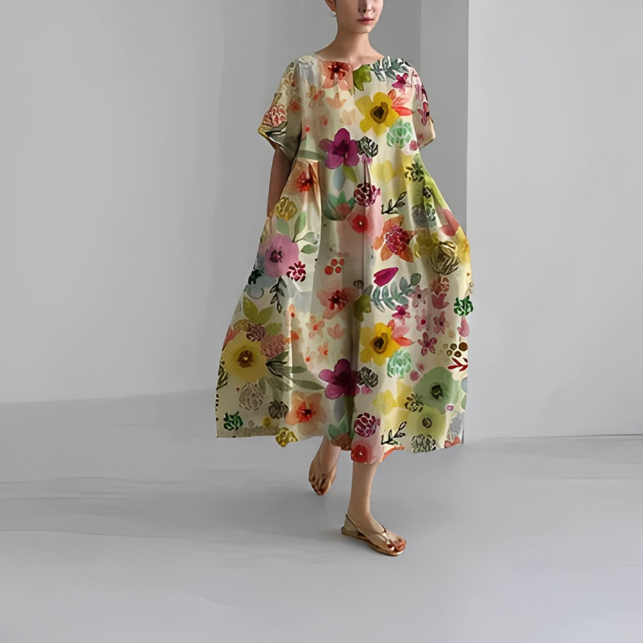 Mahault – Robe fluide bohème à motifs floraux