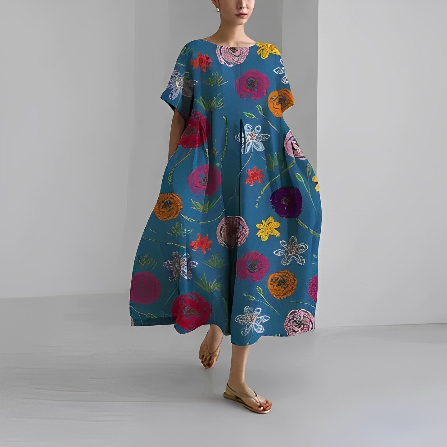 Mahault – Robe fluide bohème à motifs floraux