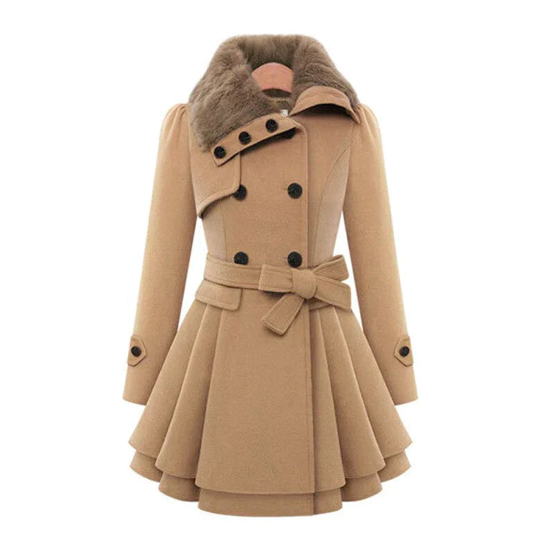Ameline - Élégant trench en fausse fourrure