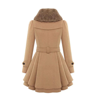 Ameline - Élégant trench en fausse fourrure