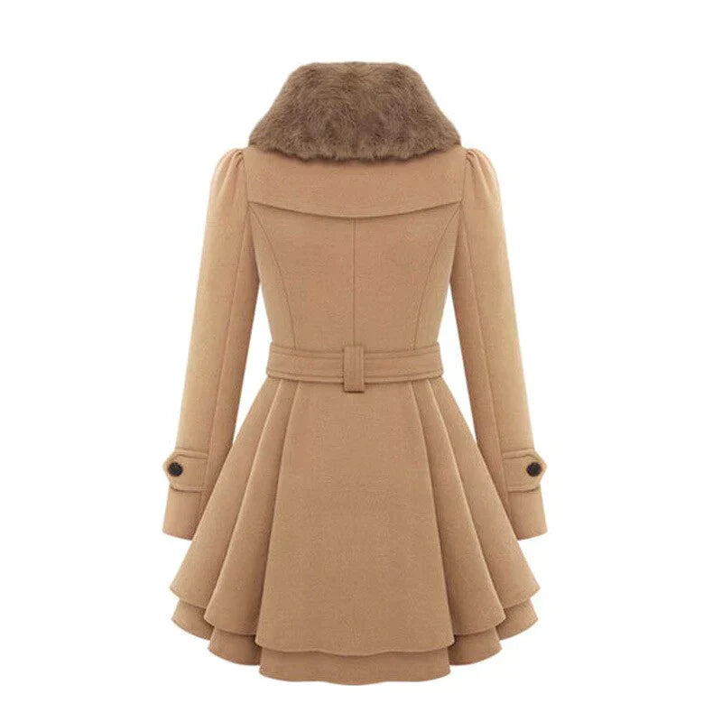 Ameline - Élégant trench en fausse fourrure