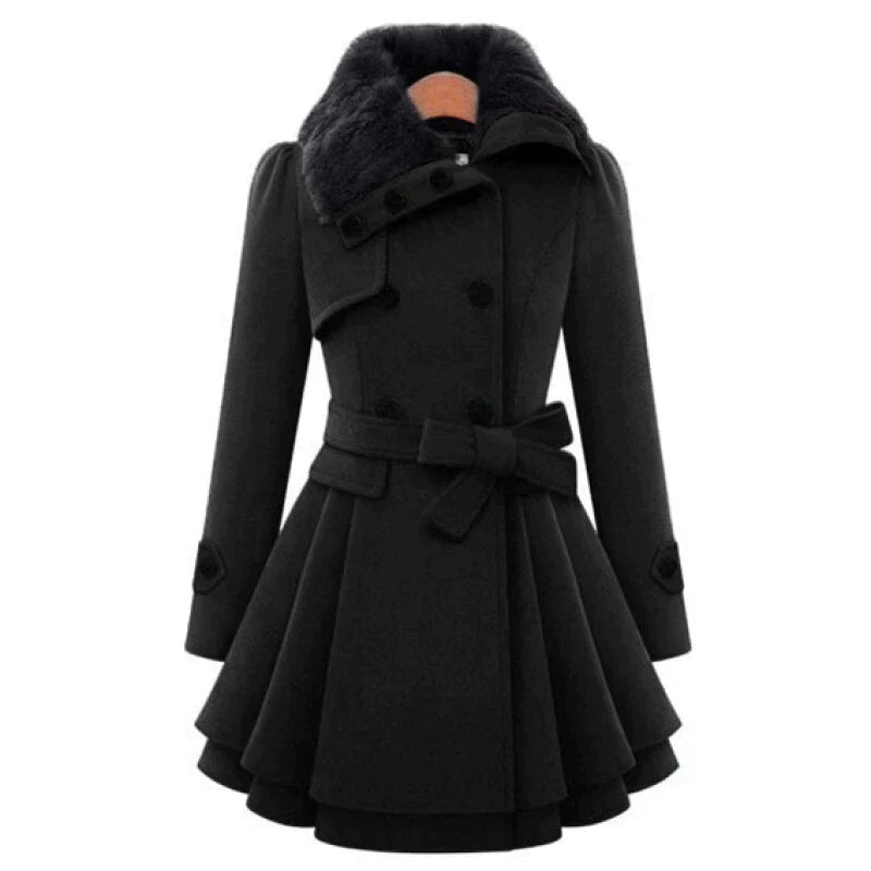 Ameline - Élégant trench en fausse fourrure