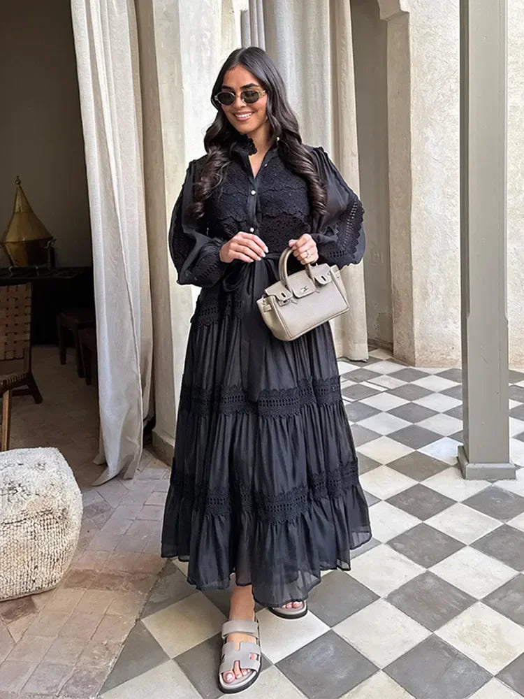 Isalys – Élégante robe longue brodée pour femme