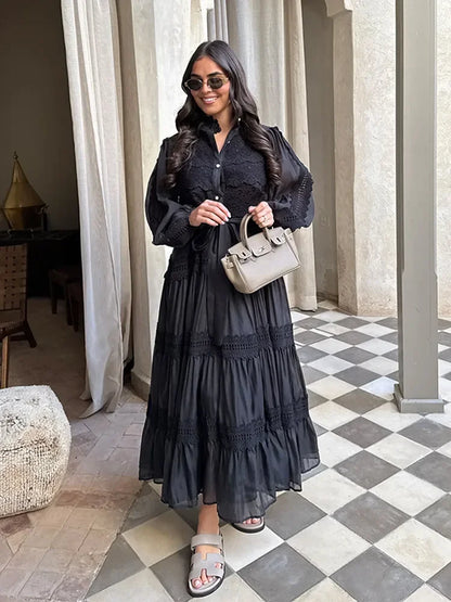 Isalys – Élégante robe longue brodée pour femme