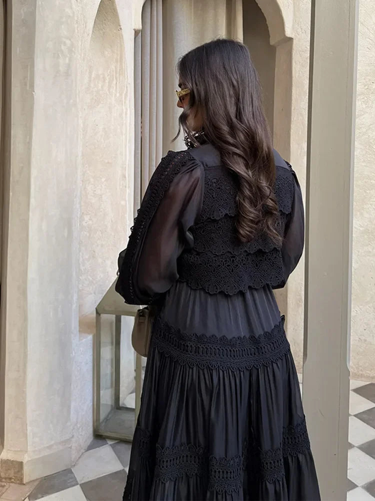 Isalys – Élégante robe longue brodée pour femme