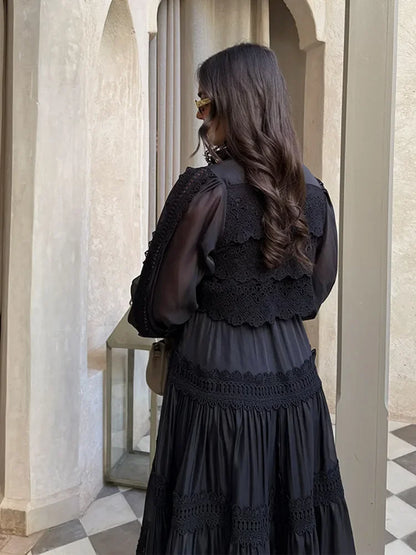 Isalys – Élégante robe longue brodée pour femme