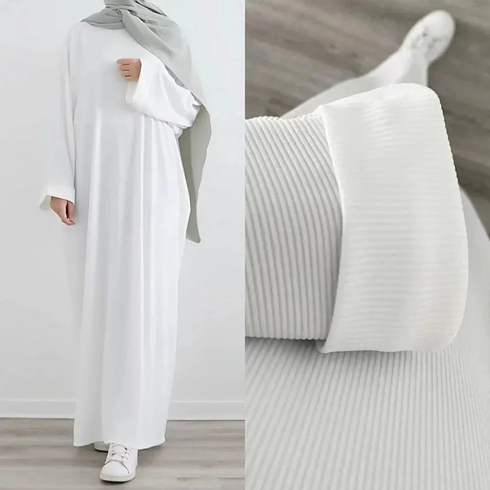 Ariane - Élégante Abaya Tricotée avec Ceinture et Poches Latérales