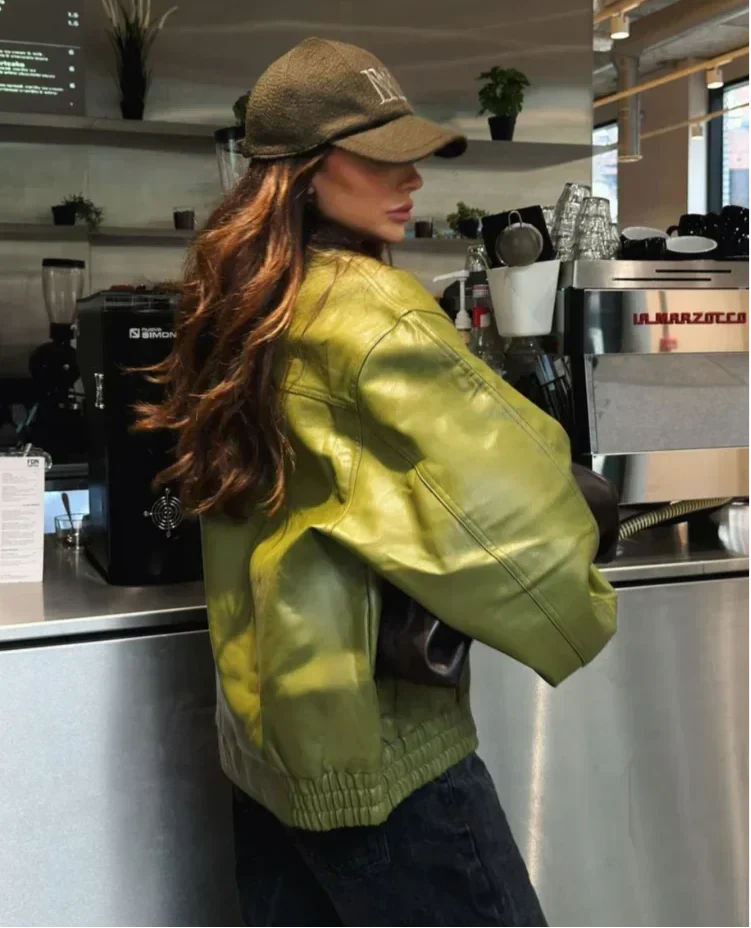 Lorette - Veste aviateur oversize en simili cuir végétalien