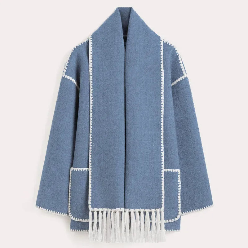 Eugénie - Élégante Veste Châle avec Franges Chic
