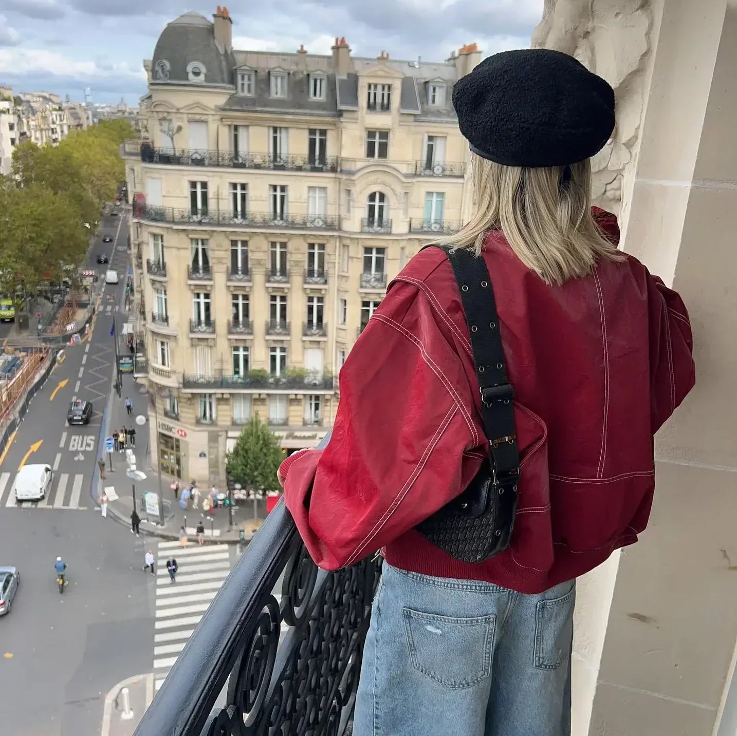 Brigitte - Tendance Veste en Cuir Rouge