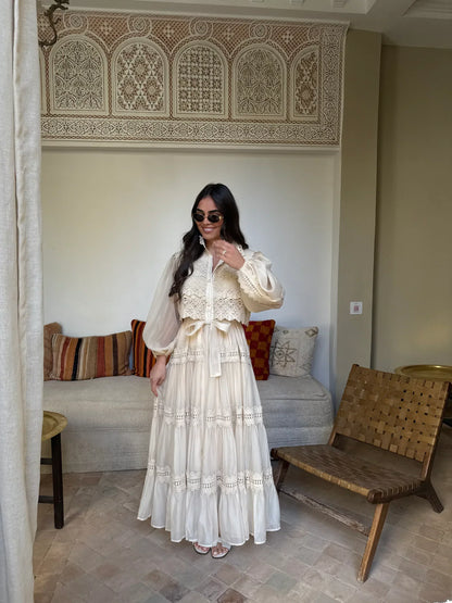 Isalys – Élégante robe longue brodée pour femme