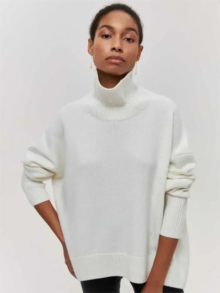 Lara - Pull Oversize à Col Roulé Élégant