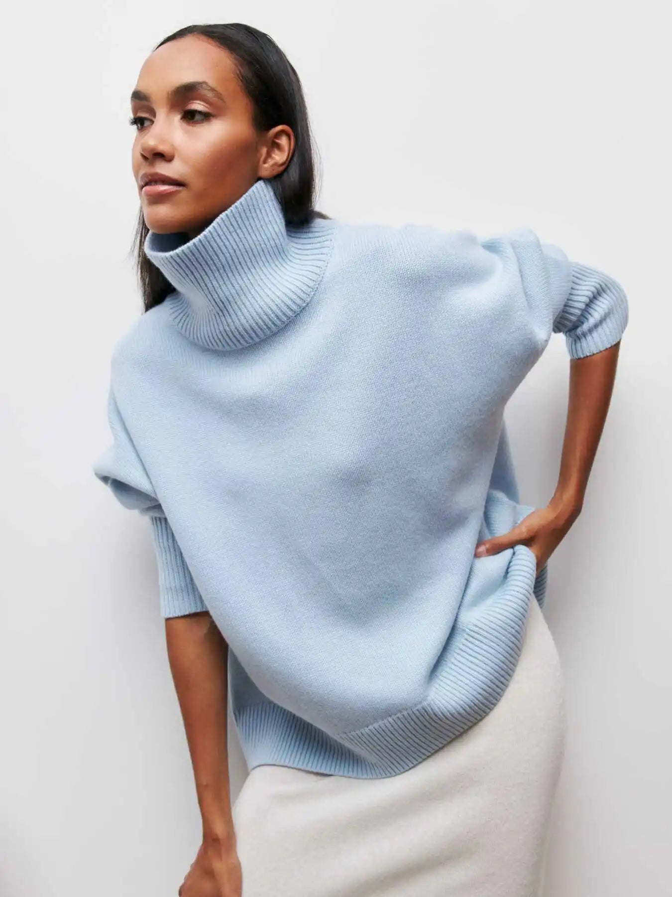 Lara - Pull Oversize à Col Roulé Élégant
