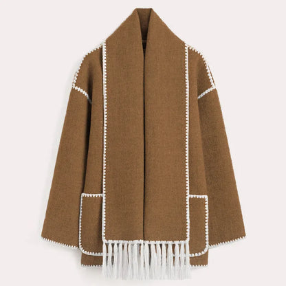 Eugénie - Élégante Veste Châle avec Franges Chic