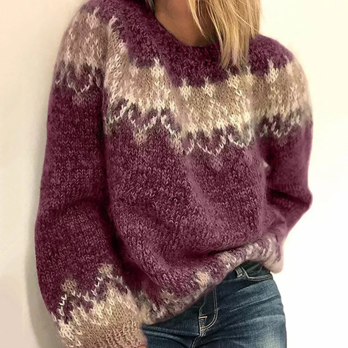 Mélusine - Élégant Pull en Mohair à Motifs Jacquard