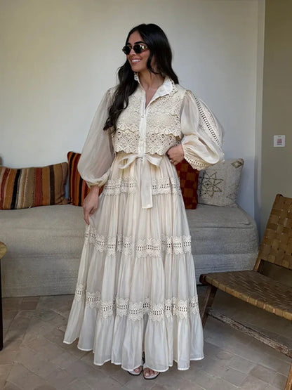 Isalys – Élégante robe longue brodée pour femme