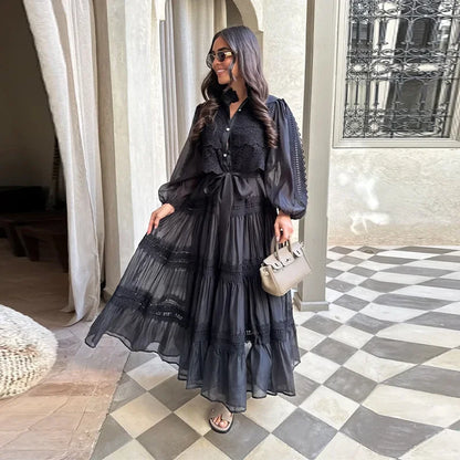 Isalys – Élégante robe longue brodée pour femme