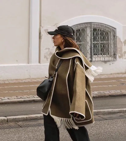Eugénie - Élégante Veste Châle avec Franges Chic