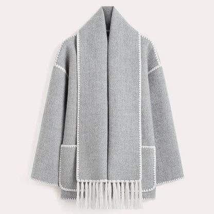 Eugénie - Élégante Veste Châle avec Franges Chic