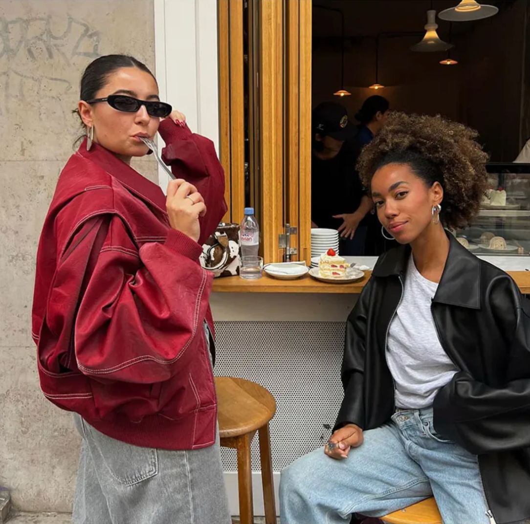 Brigitte - Tendance Veste en Cuir Rouge
