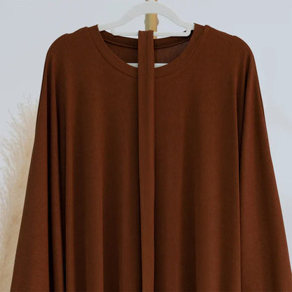 Ariane - Élégante Abaya Tricotée avec Ceinture et Poches Latérales
