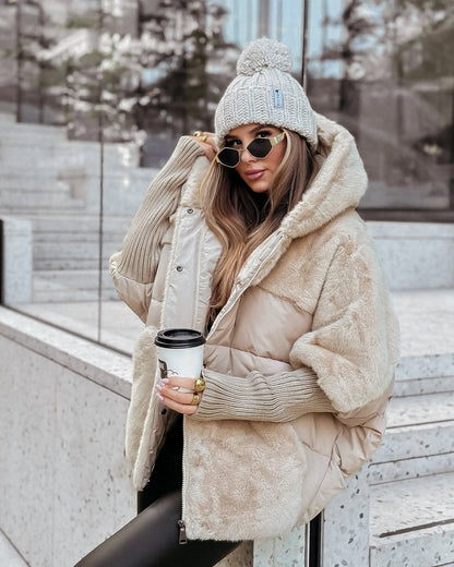 Sylvère - Manteau d'hiver à capuche en fausse fourrure