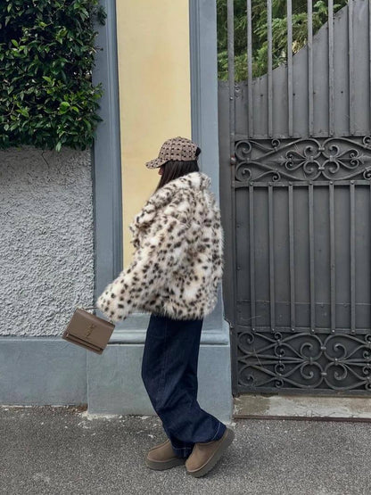 Fanny - Veste en fausse fourrure à motif léopard