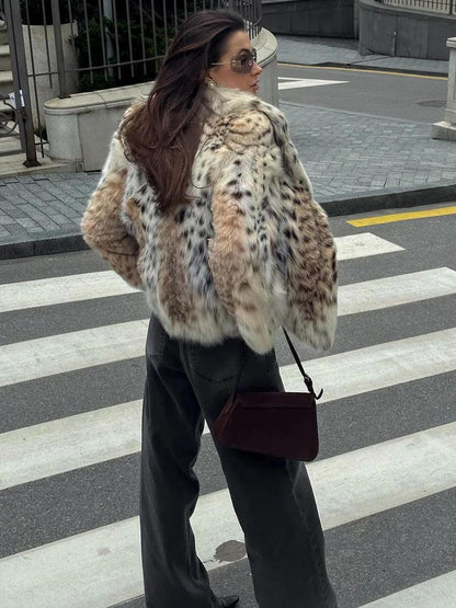 Fanny - Veste en fausse fourrure à motif léopard