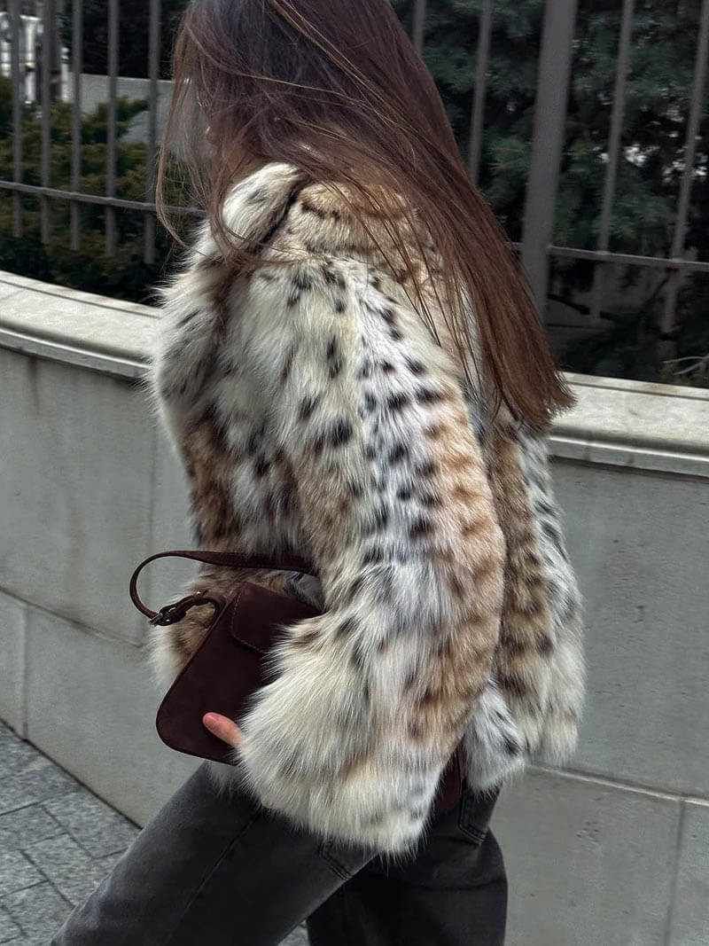 Fanny - Veste en fausse fourrure à motif léopard