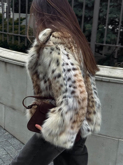 Fanny - Veste en fausse fourrure à motif léopard