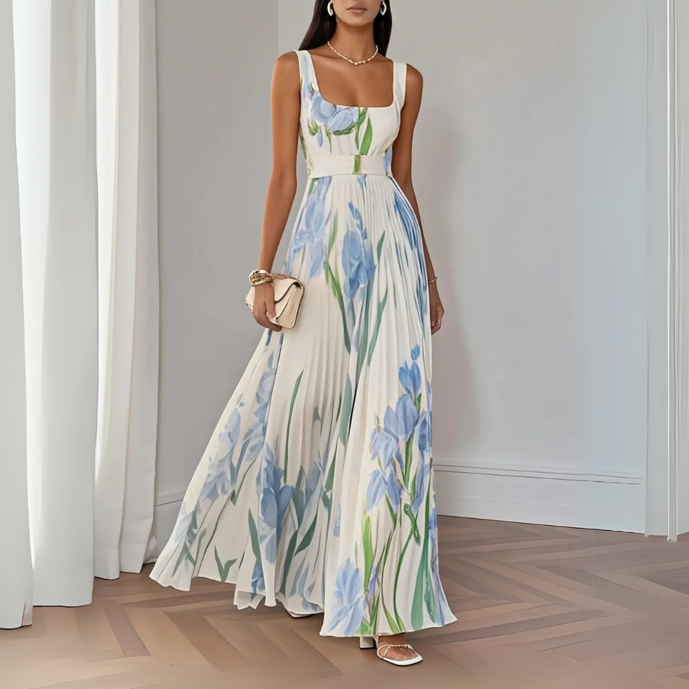 Clémentine - Long Floral Pleated Dress