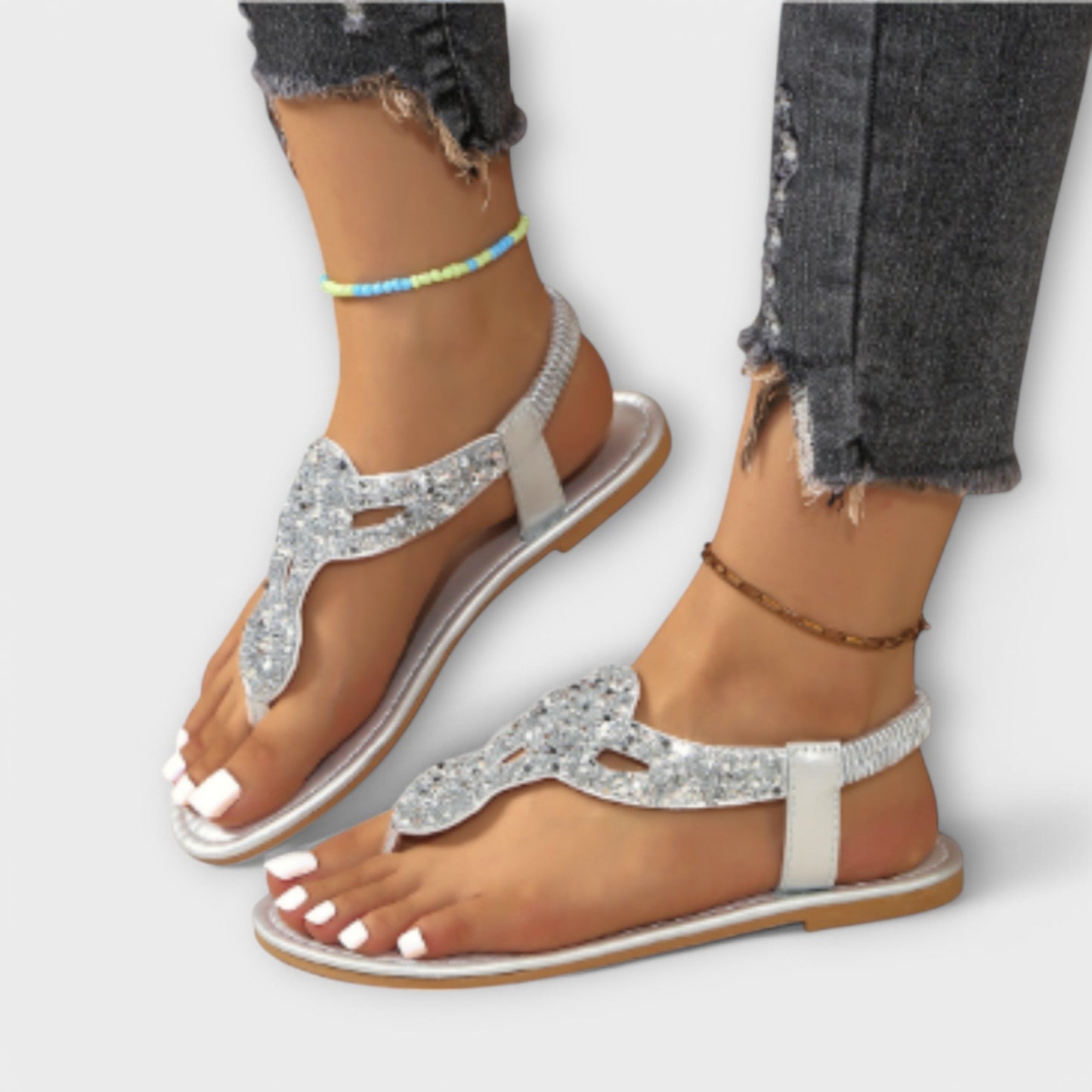 Cassiopée - Sandales orthopédiques ornées de cristaux
