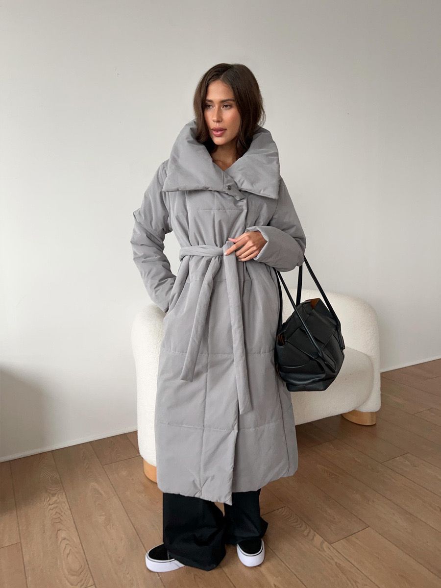 Malvina - Long Quilted Puffer Coat with Belt