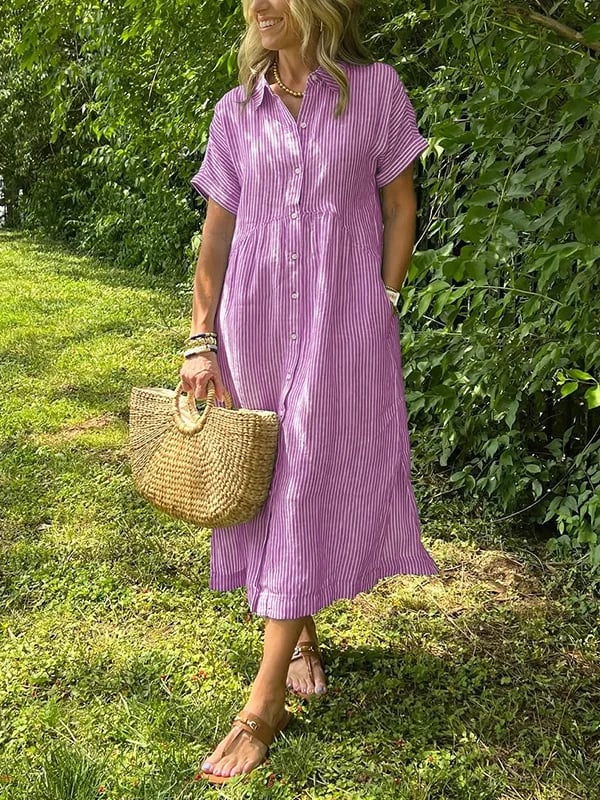 Isavelle – Robe maxi en coton à boutons