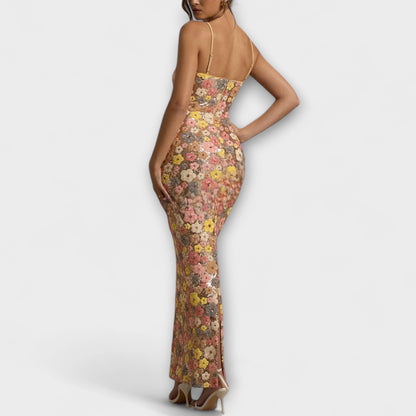 Jeanne – Robe maxi ornée de sequins floraux