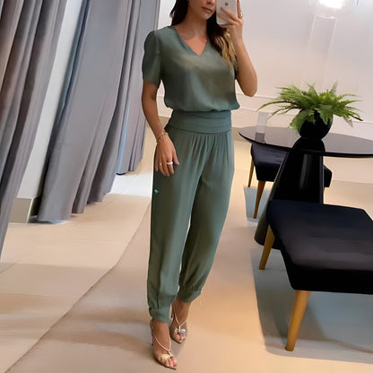 Laurentine – Élégant Ensemble Chemisier et Pantalon